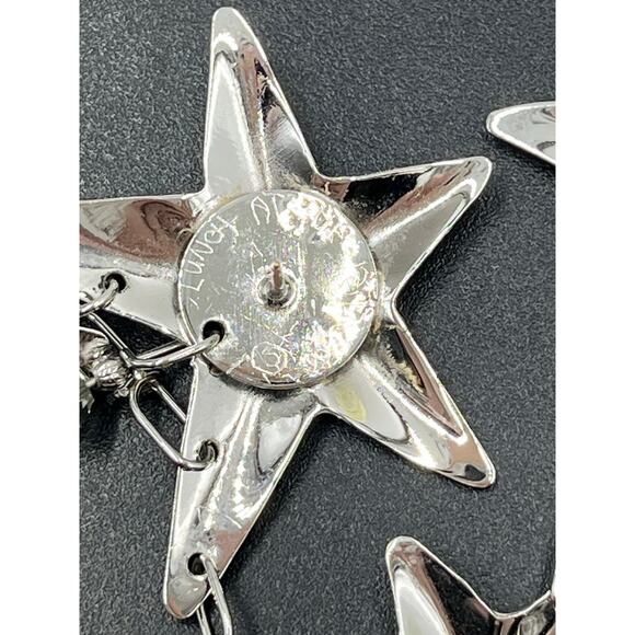 Lunch At The Ritz Vintage Earrings Golden Glitter Stars Moon Signed Designer 86 - Picture 12 of 12